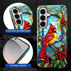 for Samsung Galaxy S26+ Case, Stained Glass Cardinal Bird Pattern Glossy 2 in 1 - Image 5