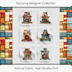 Patchwork Fireplace Cotton Fabric Panel – 6 Designs + Bonus Sheet 29.5×19.6 inch - Image 5