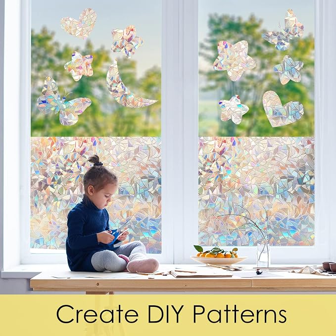 STATINT Stained Glass Window Privacy Film, UV Blocking Window Clings, Rainbow - Image 7
