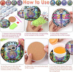 ijbnhd 8 Pack Diamond Art Coasters Kits Animals Diamond Painting Coasters | - Image 6