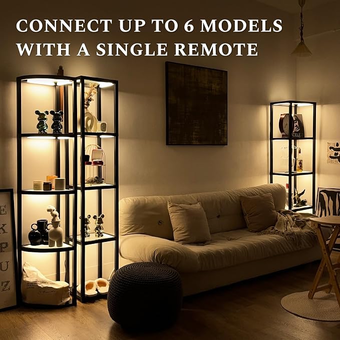 FENLO Corner Floor Lamp with Shelves, Dimmable LED Corner Shelf with Lights - Image 7