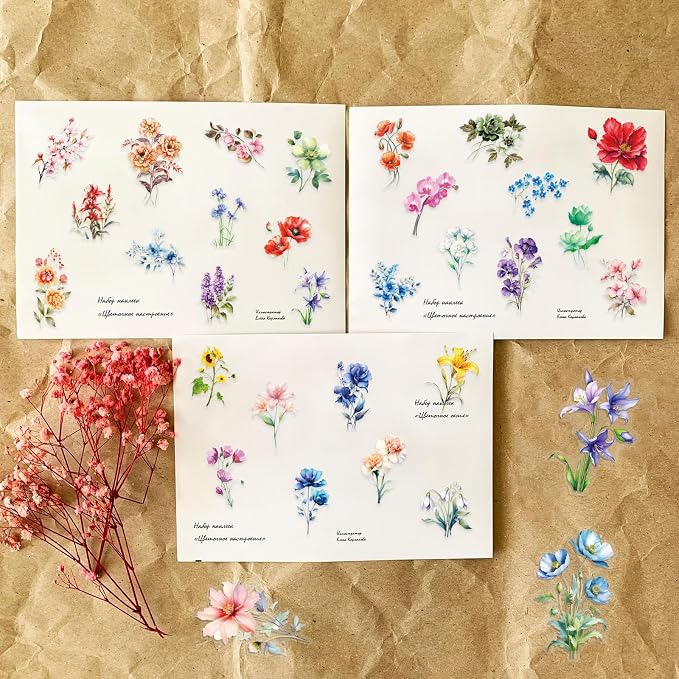 Transparent Flora Scrapbook Stickers Aesthetic Flowers Stickers | Transparent & - Image 4