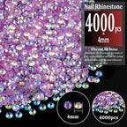4000pcs 4mm Resin Rhinestones Bulk, Transparent Lavender Purple AB Flatback - Image 2