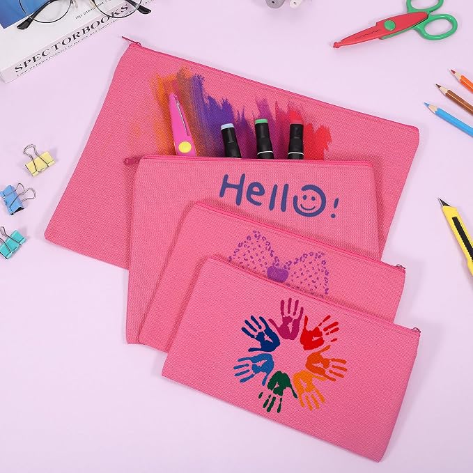 12 Pieces Cotton Canvas Makeup Bag, Blank DIY Craft Bag - Image 2