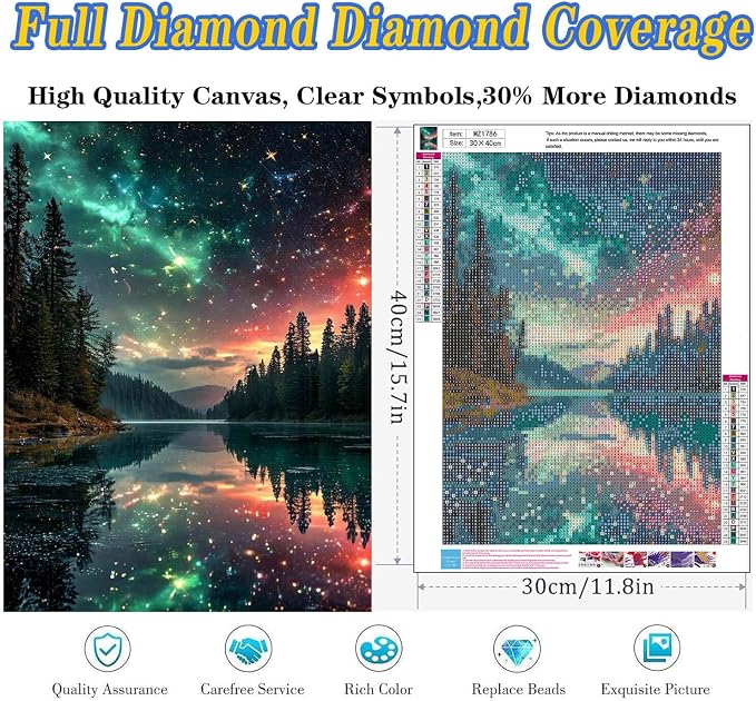 Landscape Diamond Art Kits for Adults, Full Drill Aurora Diamond Painting Kits - Image 2
