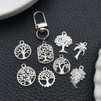 WOCRAFT 60pcs Bright Silver Tree Leaf Charms Bracelet Charms - Image 6