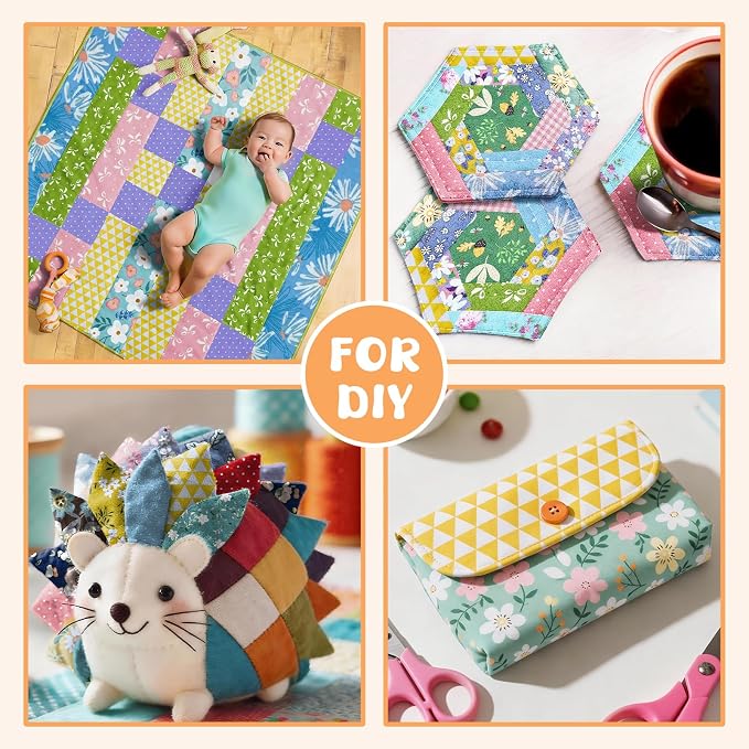 Aubliss 200pcs 100% Cotton Fabric Bundle 4" x 4" PreCut Fat Squares Sheets - Image 4