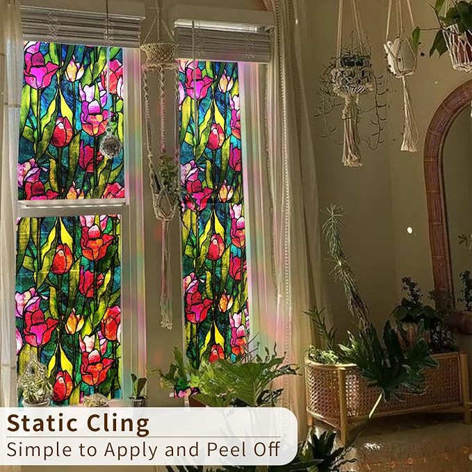 funlife Original Hand-Drawn Faux Stained Glass Window Film, Double-Sided Static - Image 5