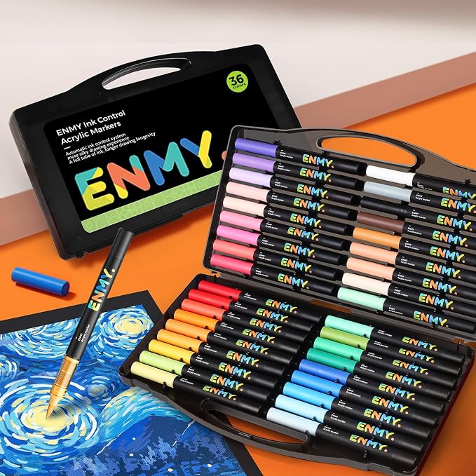 36 Colors Direct Liquid Acrylic Paint Pens, Acrylic Paint Markers Pens by ENMY