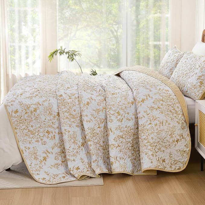 WONGS BEDDING Quilt Queen Size, Botanical Quilt - Image 3