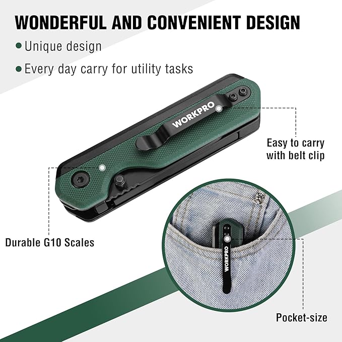 WORKPRO 2-in-1 Folding Knife/Utility Knife, Quick-Change Box Cutter - Image 7