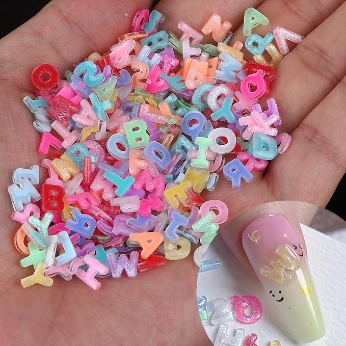 Letter Nail Art Charms Random Candy Color Letter Resin Nail Rhinestones Kawaii by ROFIBUT