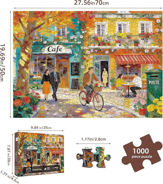 Romantic Cafe Puzzles for Adults 1000 Pieces, Impossible Hard Difficult - Image 6