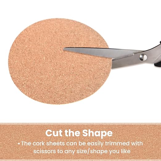 Self-Adhesive Cork Sheets for DIY Coasters, 4 Inch Round, Strong Adhesive-Backed - Image 3