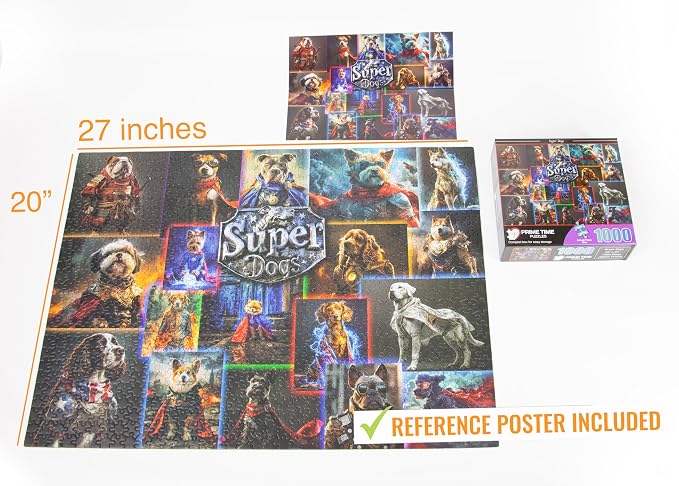 Superhero Dog - 1000 Piece Collage Jigsaw Puzzle - Colorful and Funny Adult - Image 5