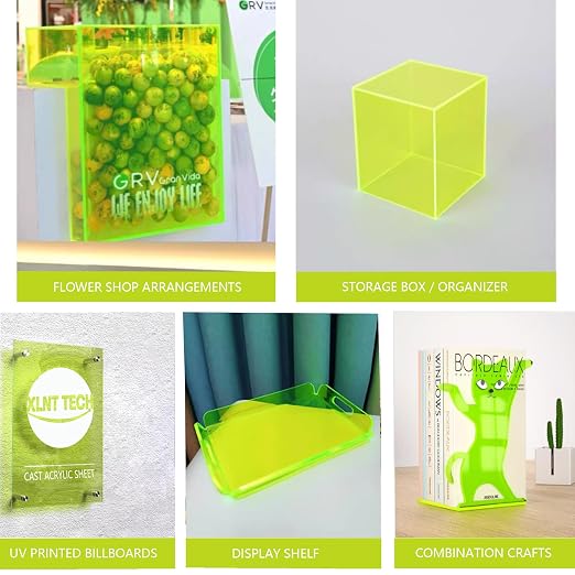 6 PCS Transparent Fluorescent Green Cast Acrylic Sheets 8" x 12" x 0.118" - Image 2