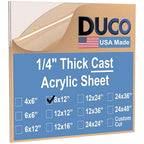 Duco Clear Cast Acrylic Sheets 1/4" Thick 8" x 12" by DucoPlasticsSupply