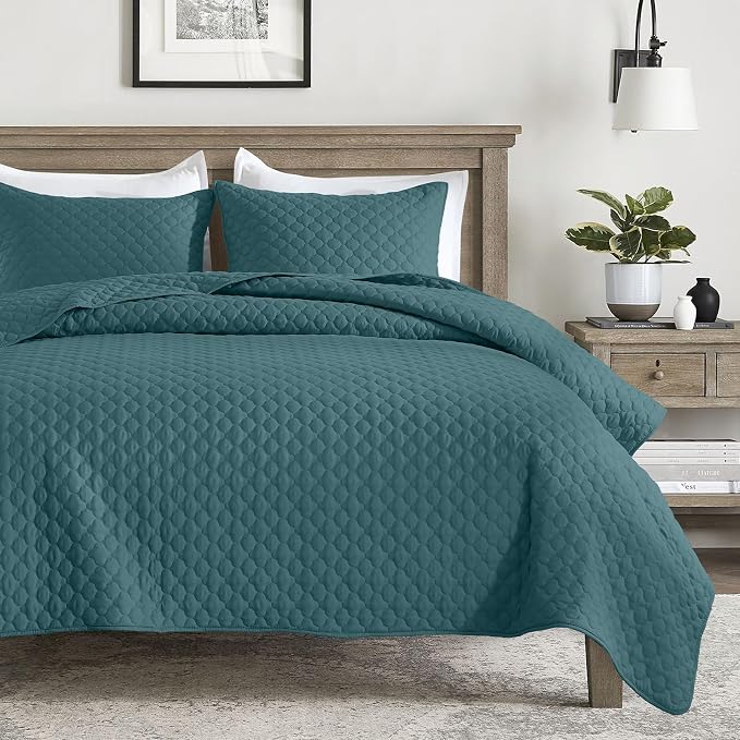 HORIMOTE HOME Quilt King Size Teal Blue, Lightweight Quilt by HORIMOTEHOME