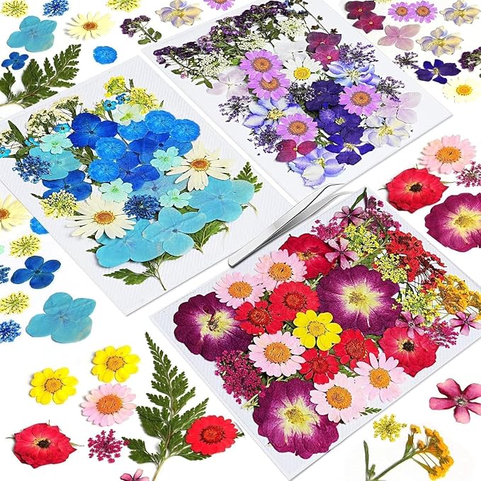 Dried Flowers for Resin | 120pcs Natural Flowers and Leaves Compressed by CONVELIFE