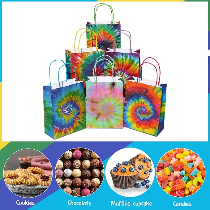 TaoBary 24 Pcs Tie Dye Party Favor Bags Camouflage Treat Goodie Retro Gift Bags - Image 5