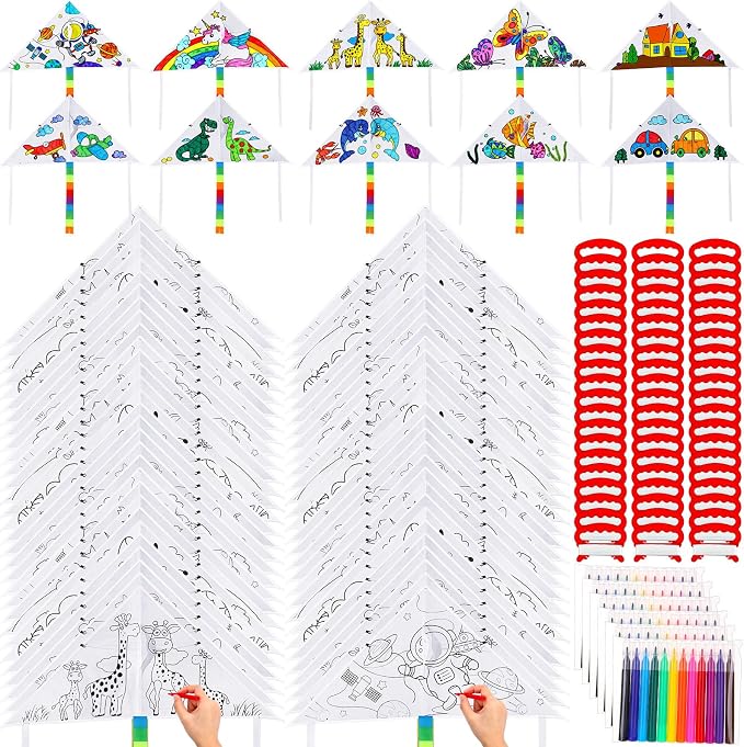 Libima 120 Pack Large Kites for Kids and Adults Bulk 39.4 Inch DIY Making Kit by Libima