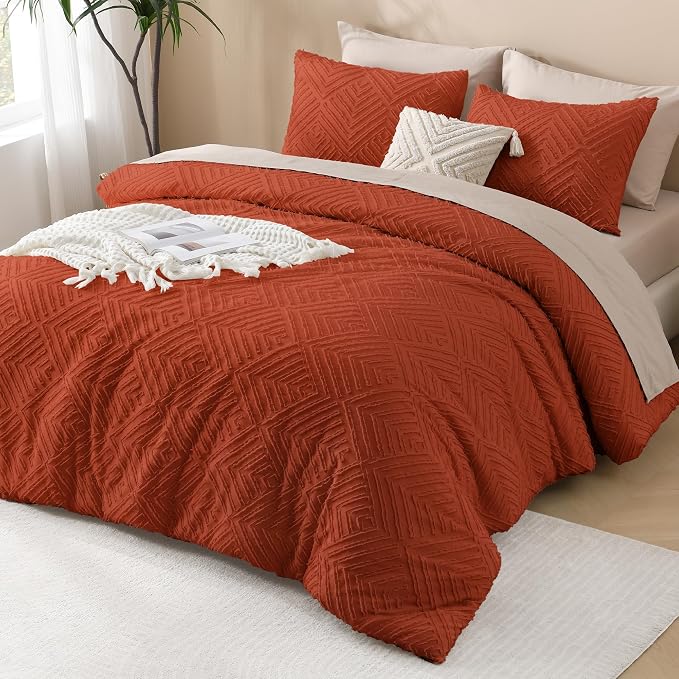 Andency Burnt Orange Queen Size Comforter, Terracotta Boho Fall Lightweight - Image 6
