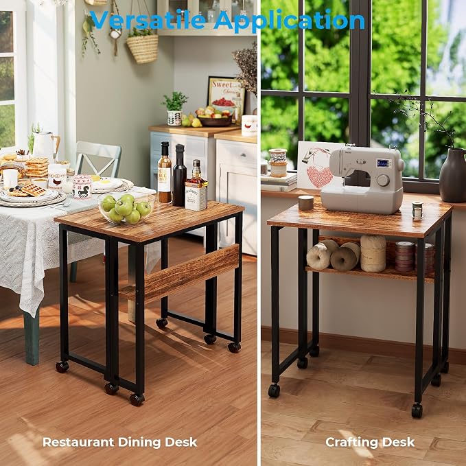 GreenForest Folding Desk with Wheels, 31.5" Rolling Table - Image 7