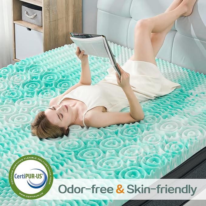 SINWEEK 2 Inch Mattress Topper 5-Zone Memory Foam Mattress Topper Pressure - Image 3