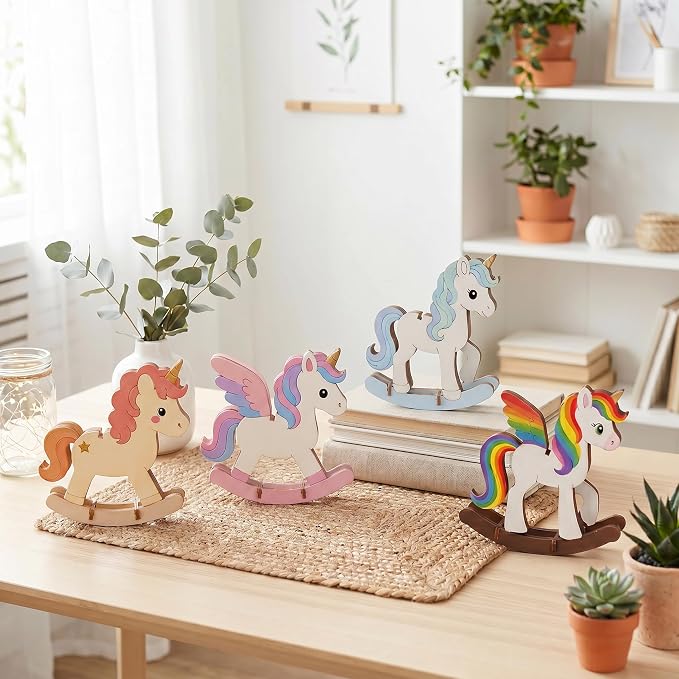 DIY 3D Unicorn Wood Crafts to Paint, Unfinished Unicorn Wooden Slices Cutout - Image 6