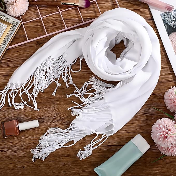 Suhine 16 Pcs Blank White Cotton Scarf to Tie Dye, Full Cotton Scarf Bikini - Image 5
