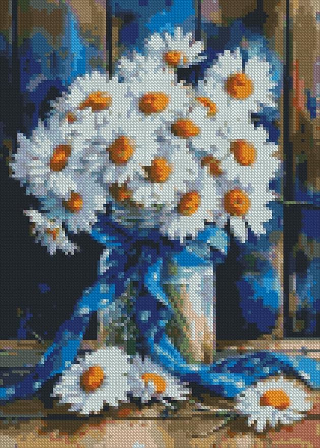 MjhRcll Daisy Stamped Cross Stitch Kits, Flowers Cross Stitch Ornament Kits - Image 2