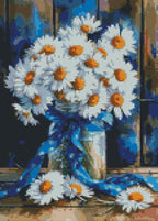 MjhRcll Daisy Stamped Cross Stitch Kits, Flowers Cross Stitch Ornament Kits - Image 2