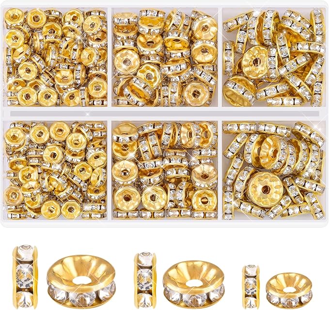 340Pcs 6/8/10mm Spacer Beads for Jewelry Making | Rondelle Bead Spacers Bulk by TINKRSTUFF