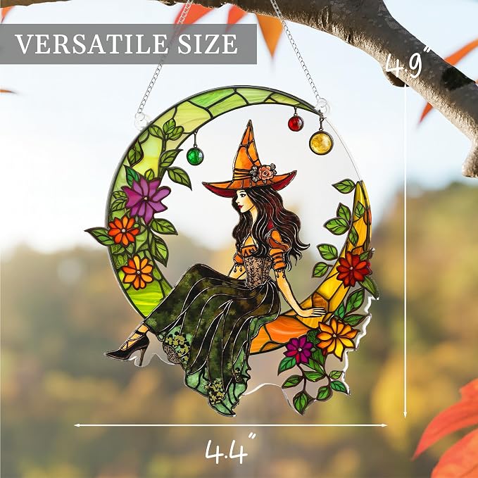 Halloween Faux Stained Glass Ghost Ornaments Acrylic, Halloween Decor Cute - Image 4