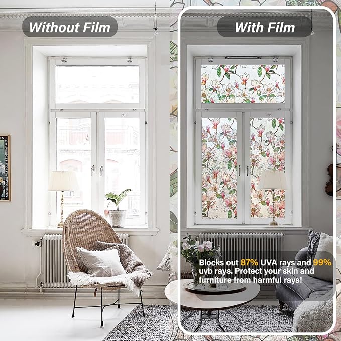 Ranzdn Window Privacy Film, Stained Glass, Static Cling, 23.6" x 78.7" | No - Image 2
