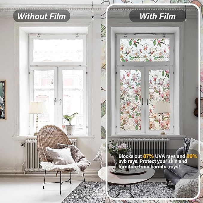 Ranzdn Window Privacy Film, Stained Glass, Static Cling, 45.2" x 157.4" | No - Image 2