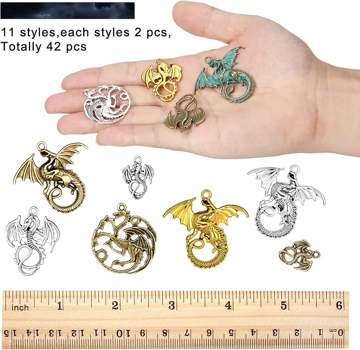 Hicarer 200g 42 Pcs Flying Dragon Charms Pendants Jewelry Craft | Pendants - Image 3
