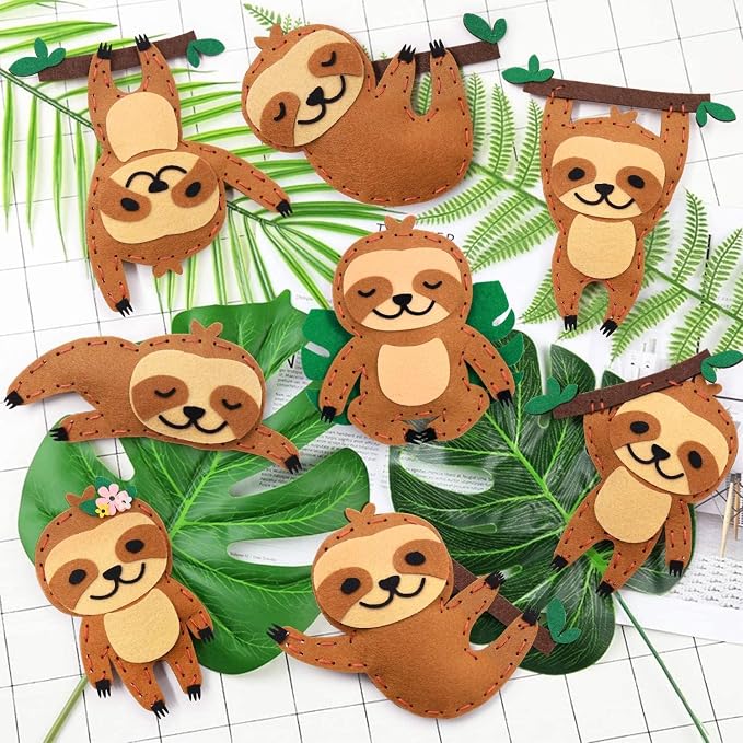 CiyvoLyeen Kids Sewing Kit Crafts – DIY Sloth & Jungle Animal Felt Crafts - Image 5