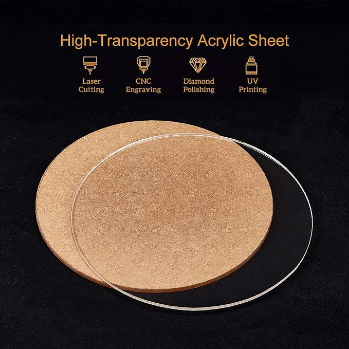 BENECREAT 5PCS 5 Inch Clear Acrylic Sheet Round Circle Dis Acrylic Sheet - Image 4