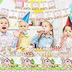 171 PCS Farm Animals Birthday Party Supplies, Disposable Pink Plates Napkins - Image 6