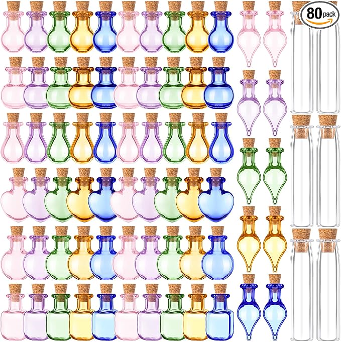 Geiserailie 80 Pieces Tiny Glass Bottles Spell Jars by Geiserailie