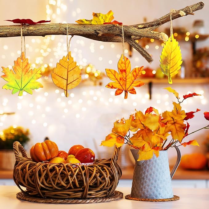 36PCS Wooden Fall Ornaments to Paint Thanksgiving Decorations, 6 Styles DIY - Image 5