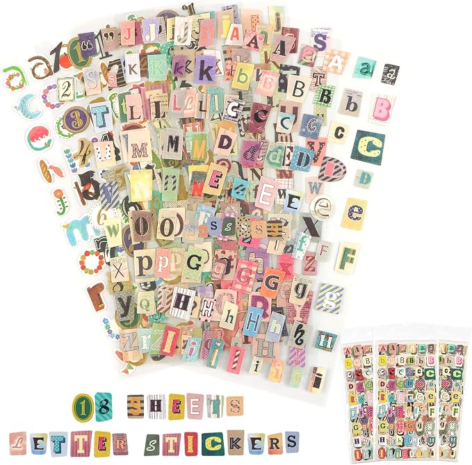 18 Sheets Vintage Letter Stickers by Etyishe
