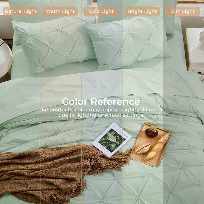 Sasttie Full Size Comforter Set, 7-Piece Bed in a Bag, Pintuck Bedding Set - Image 8