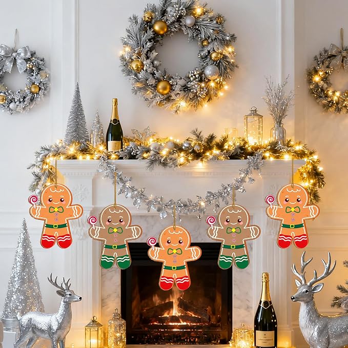 Large Size 7" Christmas Crafts for Kids Wooden Gingerbread Ornaments Crafts - Image 5