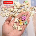 300 Pieces Unfinished Mini Wooden Christmas Ornaments DIY Wooden Christmas - Image 2