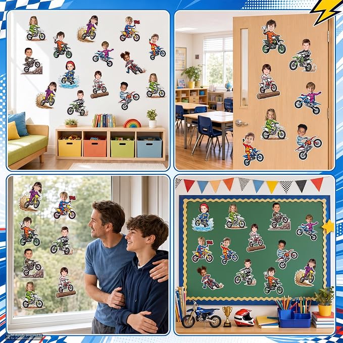120pcs Motorcycle Avatar Cutouts Motorcycle Bulletin Board Decorations Back to - Image 6