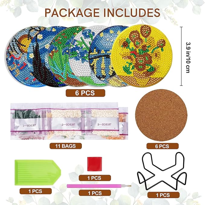 EWJRNSF 6 PCS Landscape Diamond Art Coasters Kit - Image 2