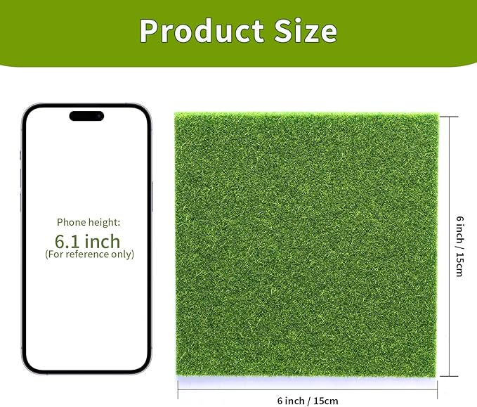 4Pcs 6x6 Inch Fake Grass for Crafts, Miniature Artificial Grass | Premium - Image 2