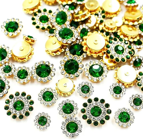 100 Pcs Sew on Rhinestones Gems Crystals Glass Metal Base Sewing Flower 8mm by UYTRDVG